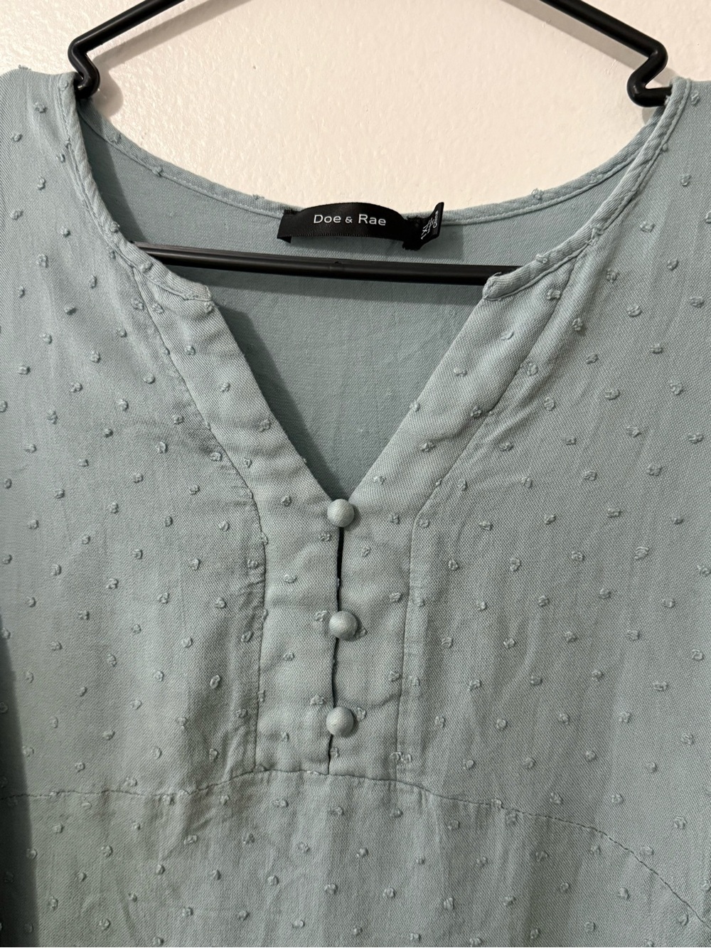 Doe & Rae Dusty Blue Swiss Dot Ruffle Tank - Picture 3 of 4